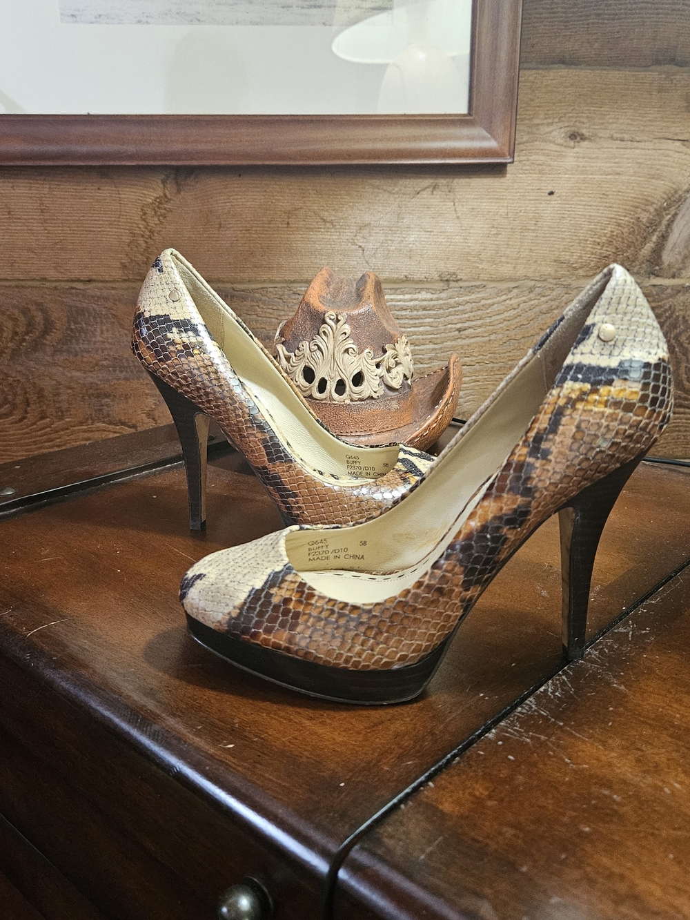 Coach Snake-Print Platform Stiletto Pumps - Brown & Cream